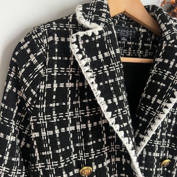 Laundry by Shelli Segal Womens Double Breasted Tweed Blazer XTRA-SMALL Black - Picture 5 of 13